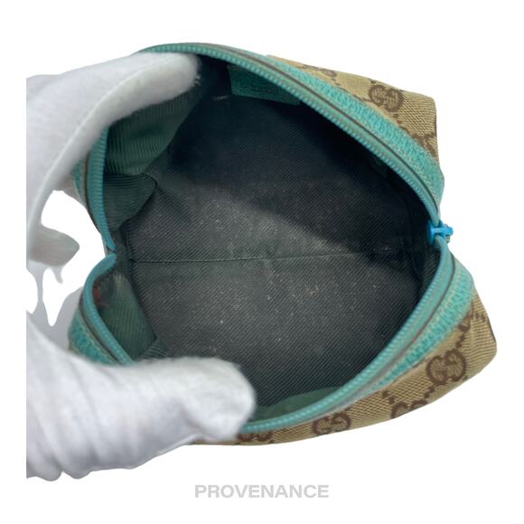 🔴 Gucci Zip Pouch - GG Canvas Turquoise - Picture 7 of 9